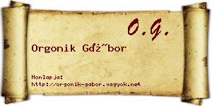 Orgonik Gábor névjegykártya